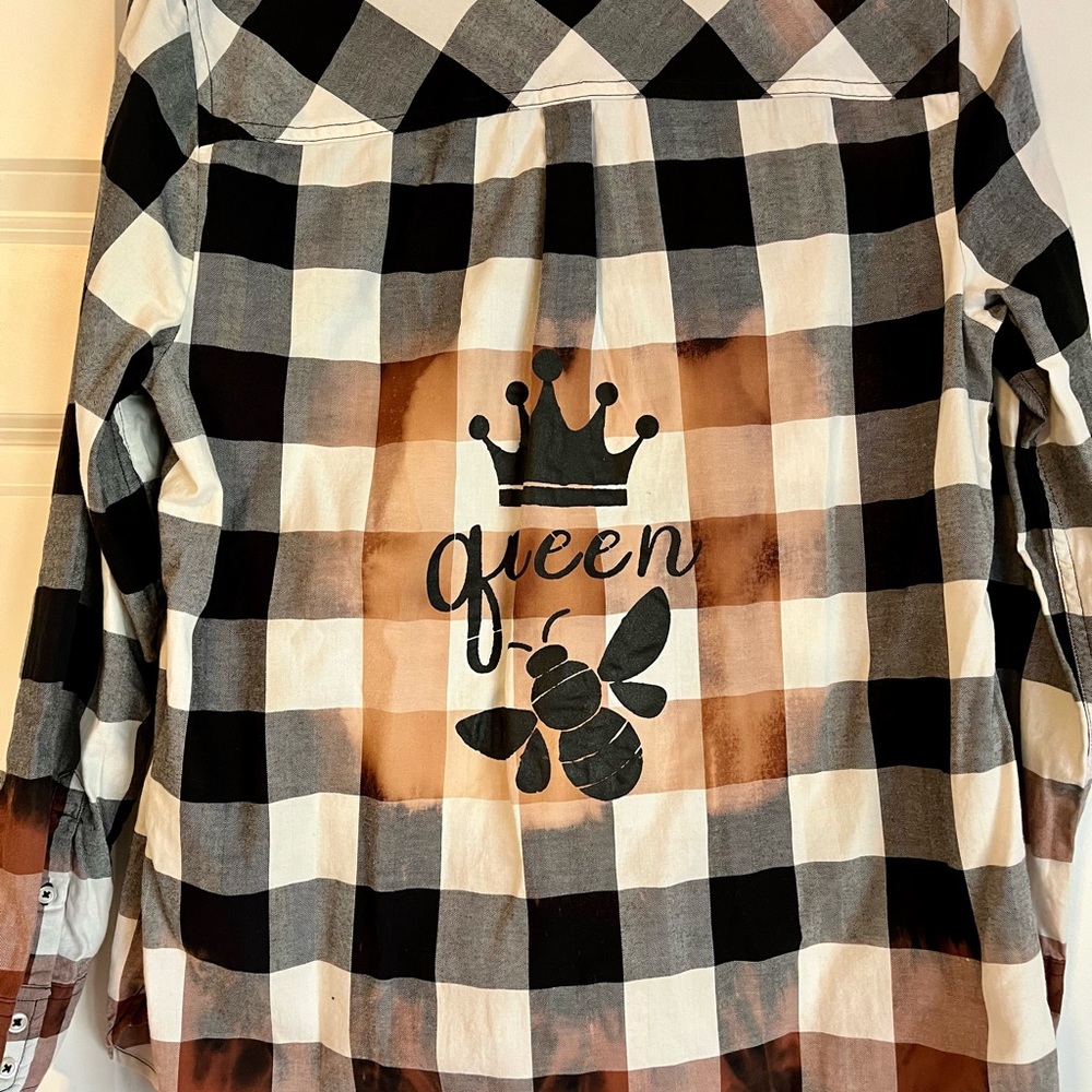 Distressed lightweight plaid top